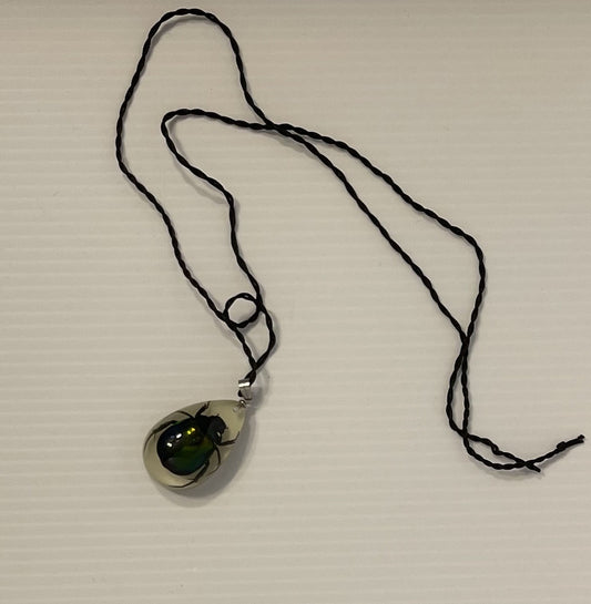 Beetle in a Glow in the Dark Pendant Necklace