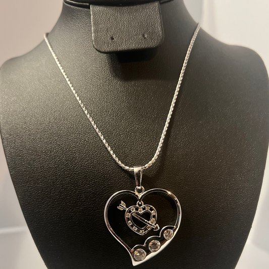 Elegant Silver Heart Pendant Necklace