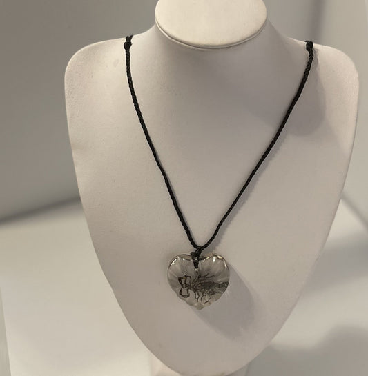 Scorpion in a Heart Pendant Necklace