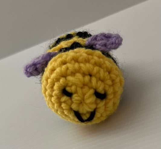 Yellow, Black and Purple Crochet Bee