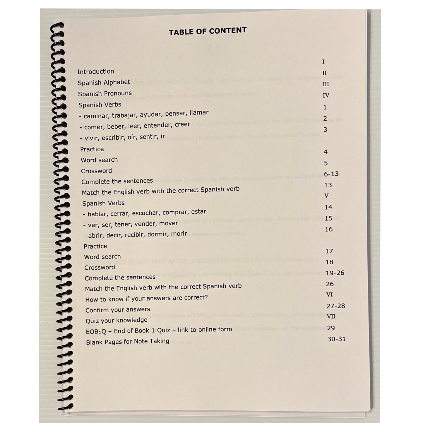 Spanish Practice Workbook (30 common Verbs)