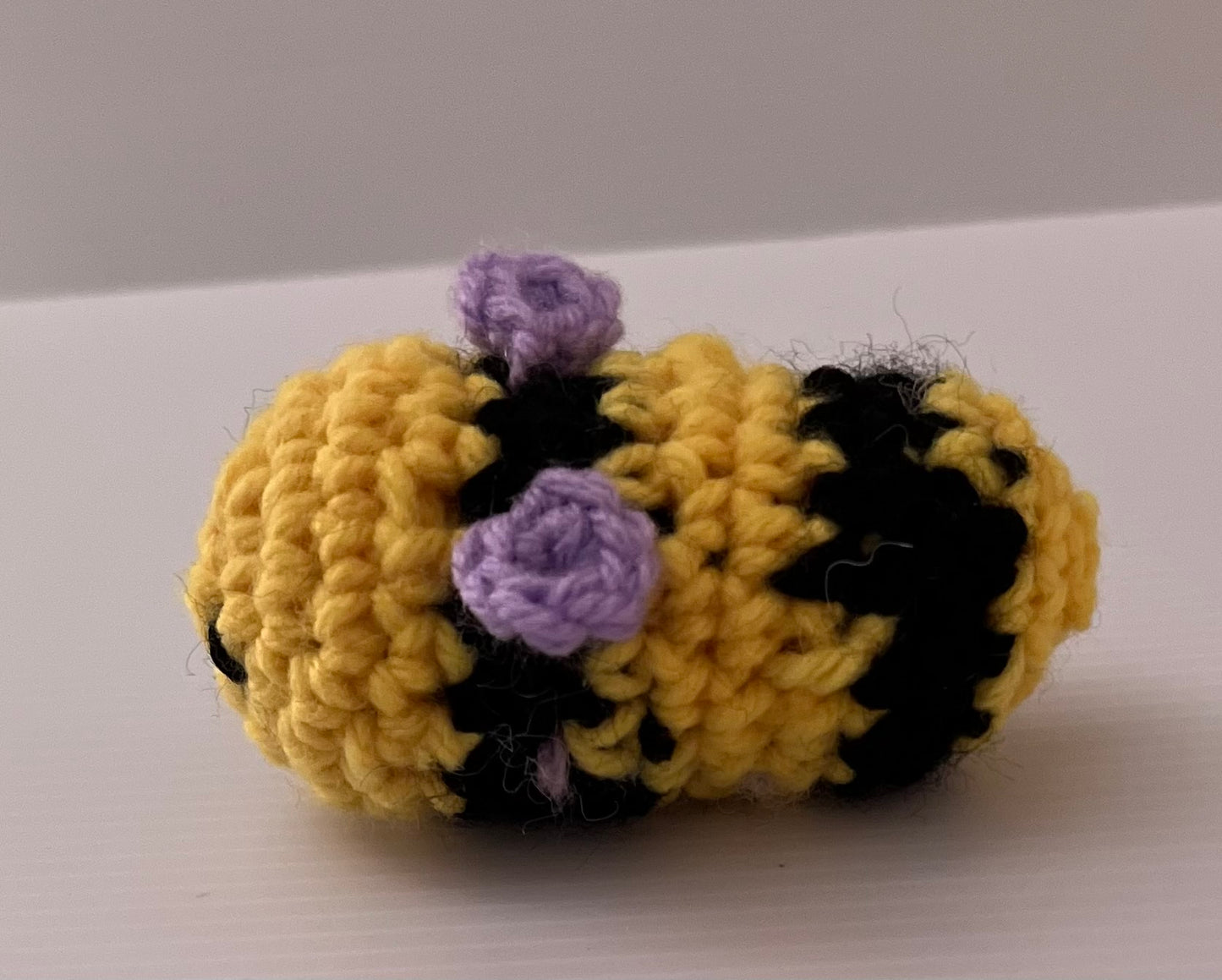 Yellow, Black and Purple Crochet Bee