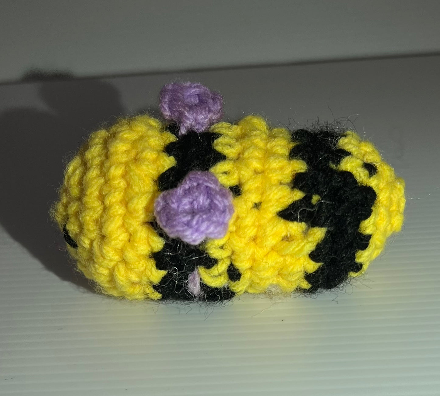 Yellow, Black and Purple Crochet Bee