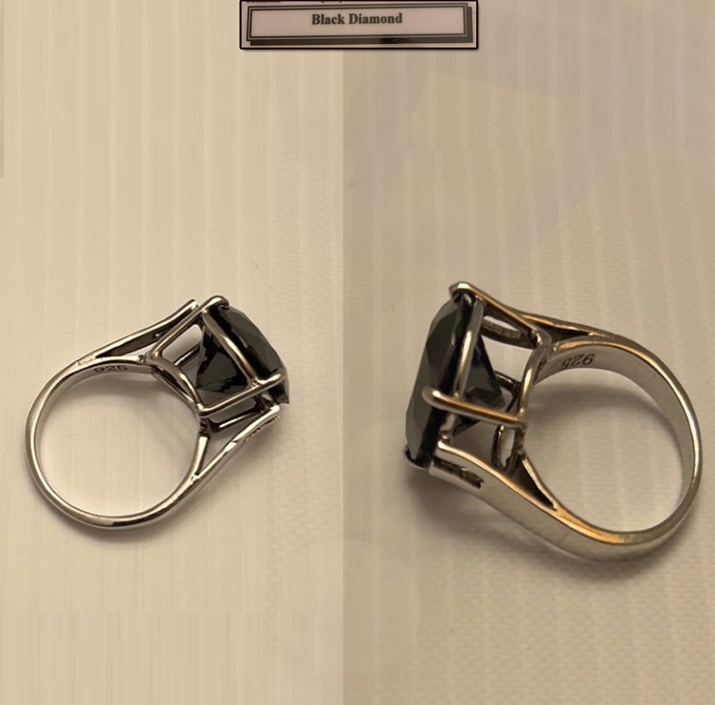 Black Diamond 10ctw Solitaire Prong Ring 925 Sterling Silver IGL&S Size 6.5