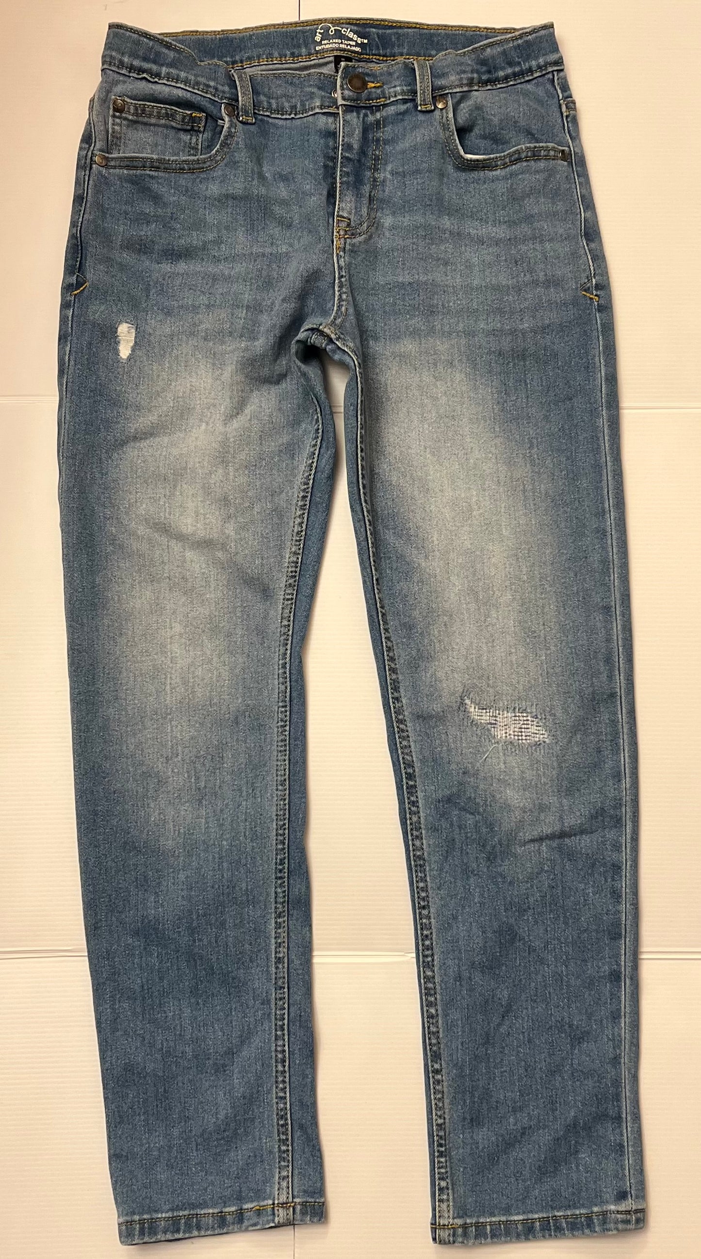 Art Class Teens Relaxed,  Tapered Blue,  Medium Wash Denim Jeans, Size 14