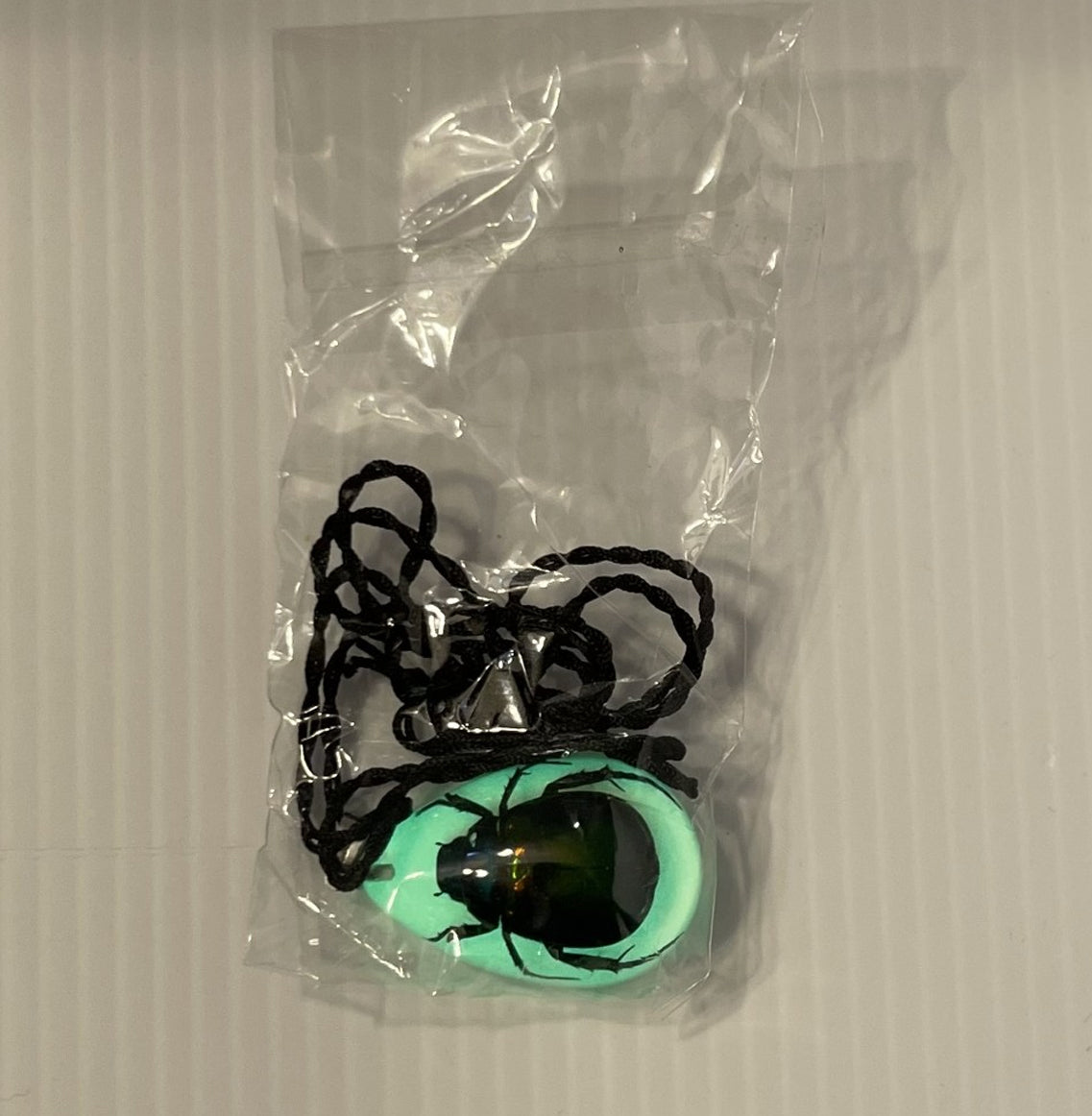 Beetle in a Glow in the Dark Pendant Necklace