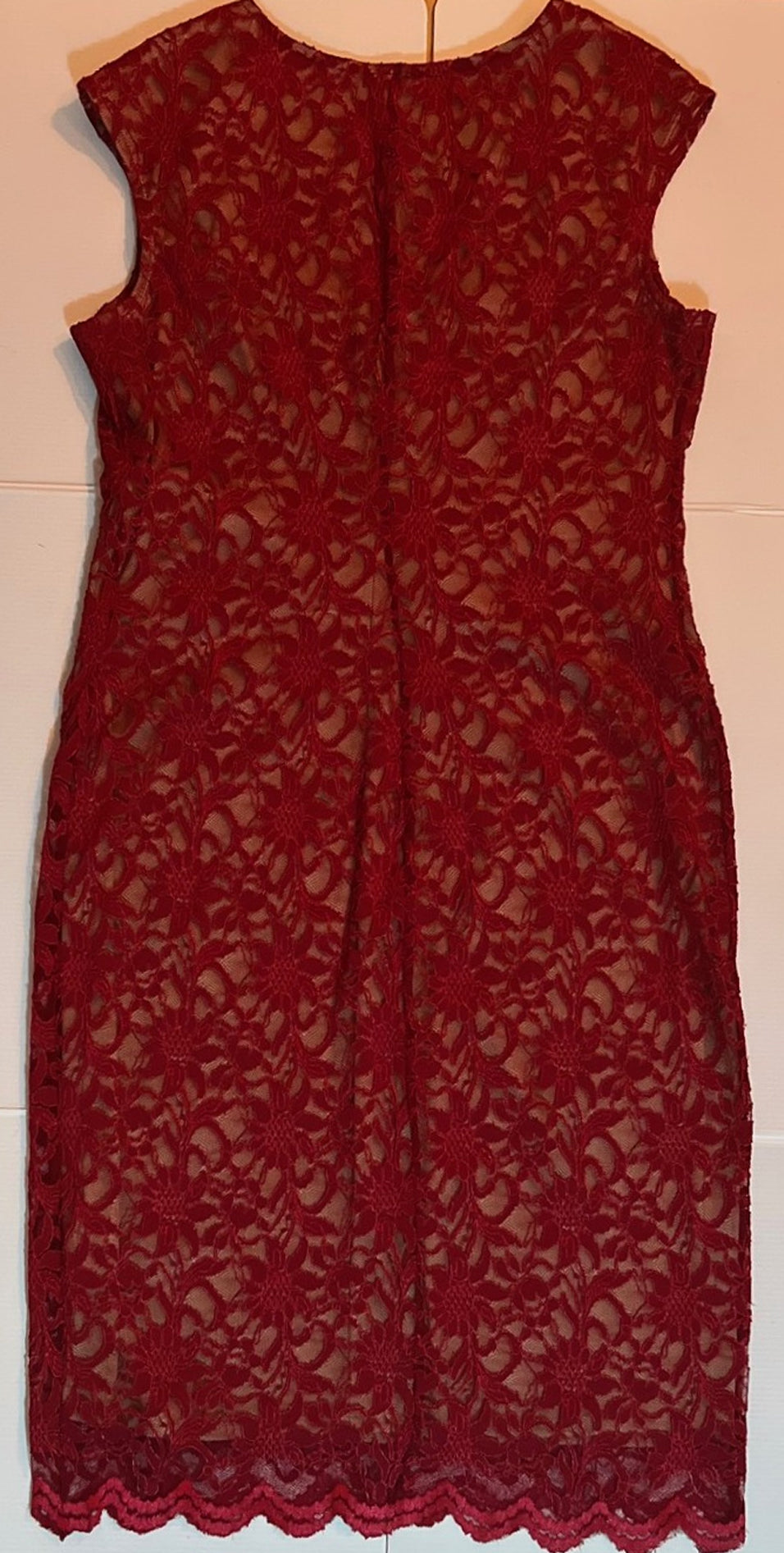 Tiana B. Red Floral Lace Sheath Dress Sweetheart Cap Sleeve, Size 12