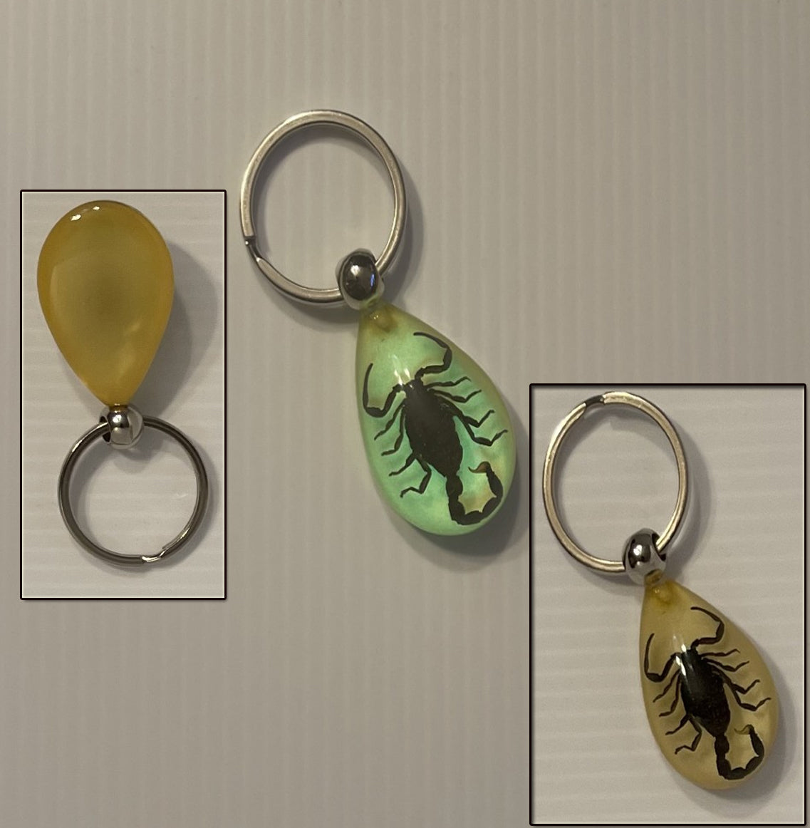 Keychain - Black Scorpion in a Glow in the Dark Resin