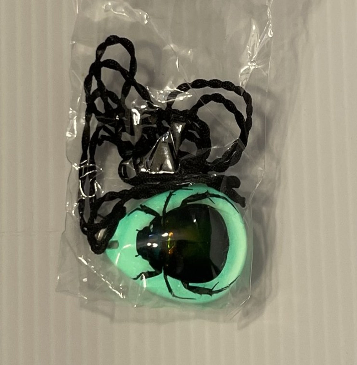 Beetle in a Glow in the Dark Pendant Necklace