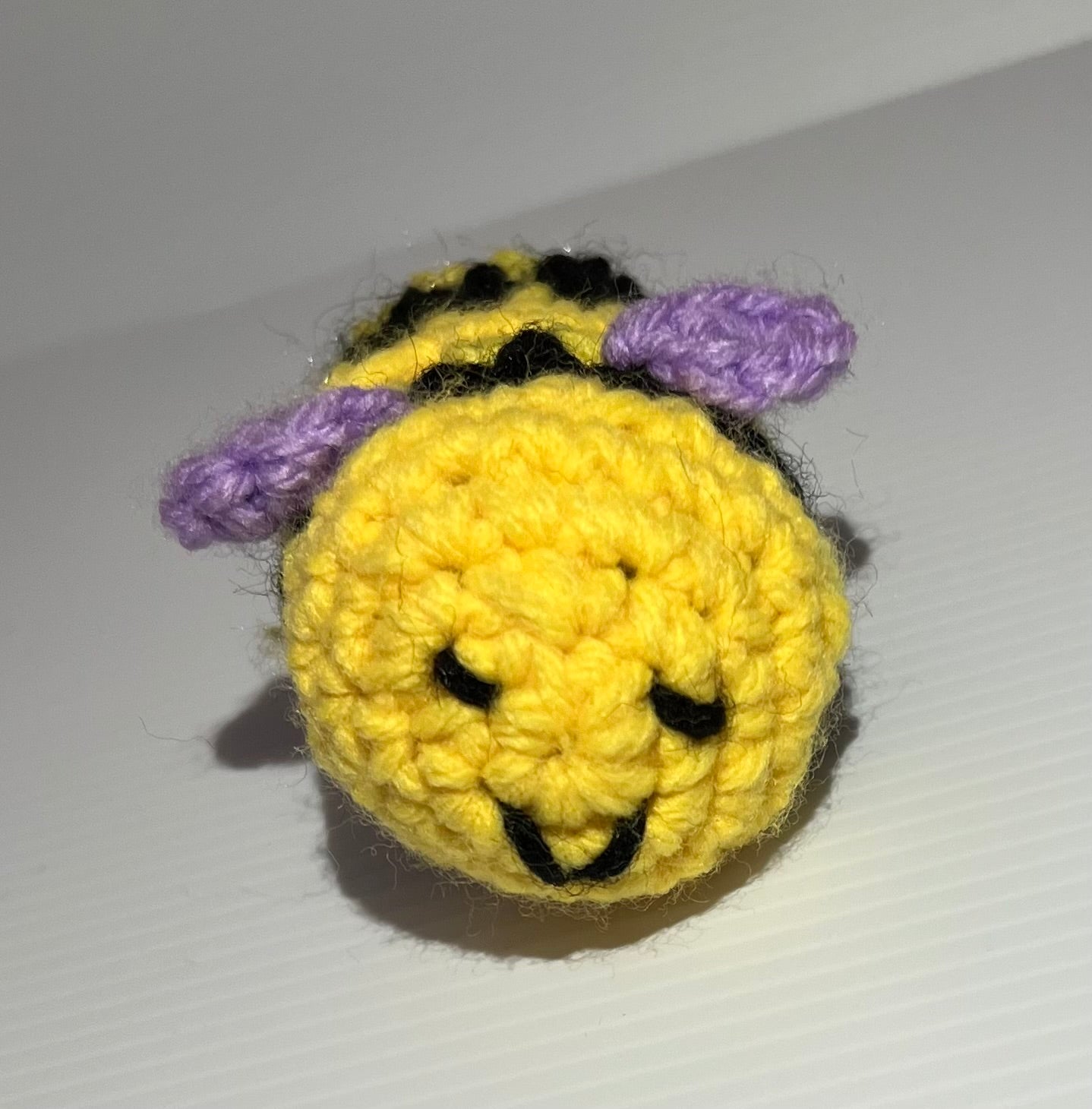 Yellow, Black and Purple Crochet Bee