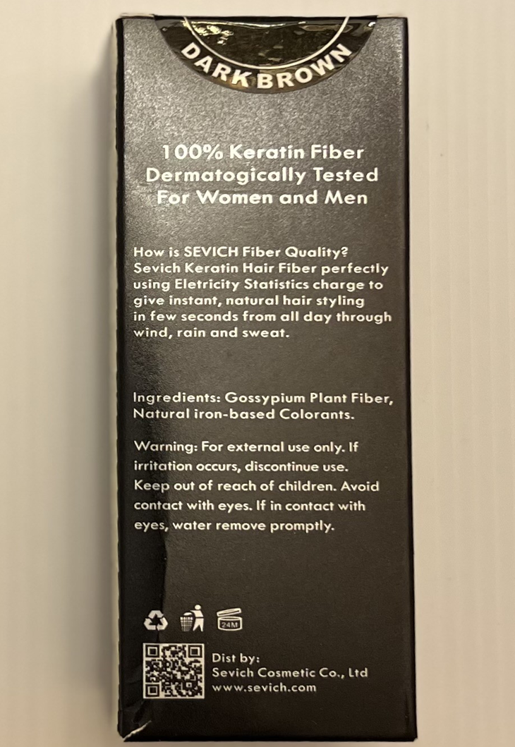 Two Sevich Keratin Hair Building/Thickening Fibers Dark Brown Powder 0.88 oz/25g