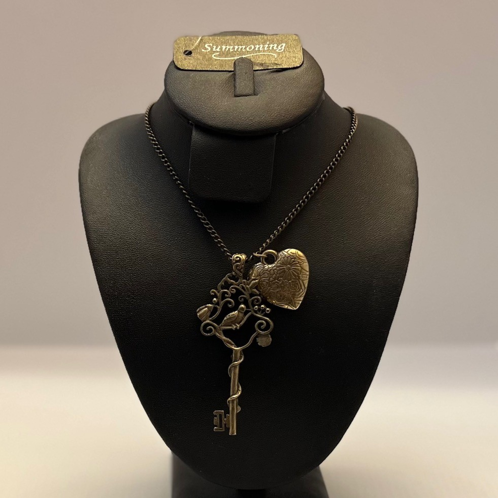 Elegant Gold Toned Heart-and-Key Necklace
