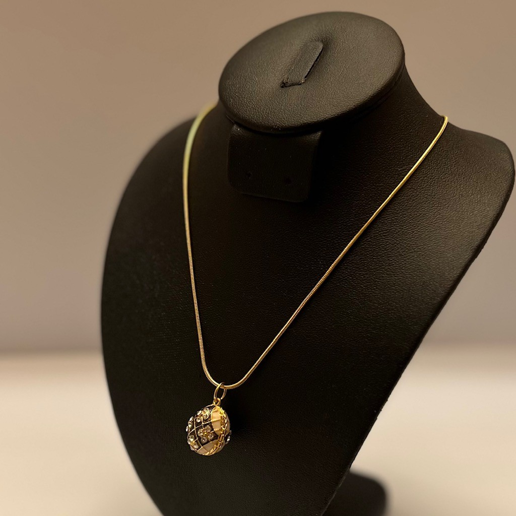 Gold Toned Swarosvki Crystal Egg Pendant Necklace