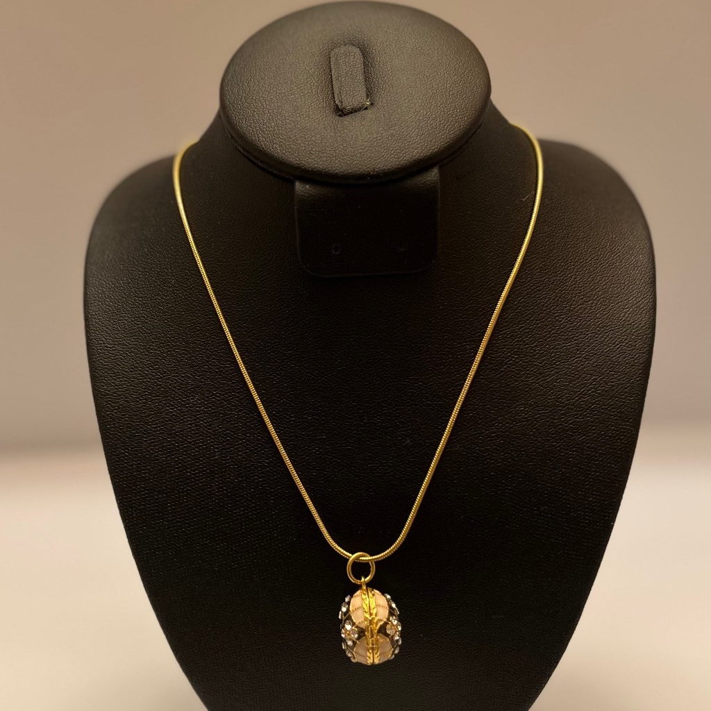 Gold Toned Swarosvki Crystal Egg Pendant Necklace
