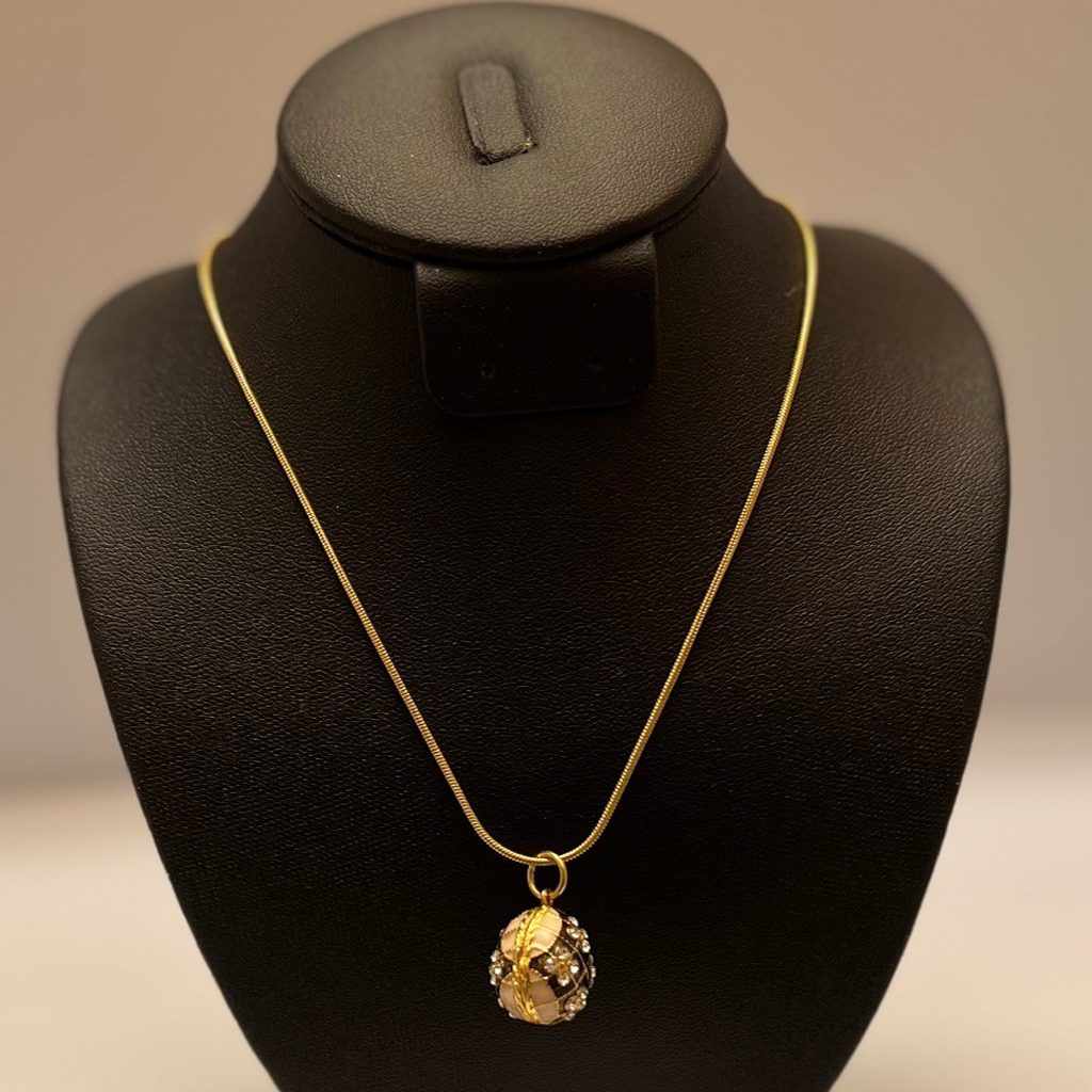 Gold Toned Swarosvki Crystal Egg Pendant Necklace