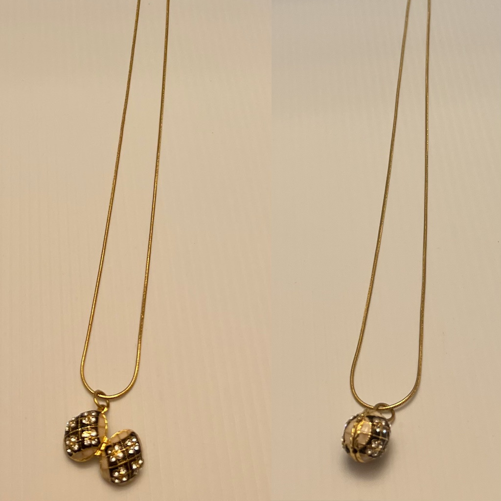Gold Toned Swarosvki Crystal Egg Pendant Necklace