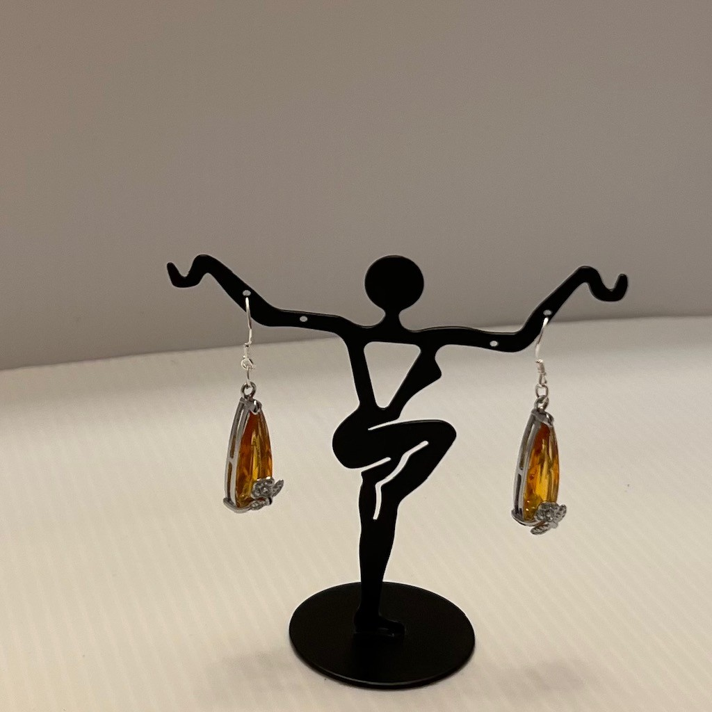 Elegant Flower-Orange Drop Earrings