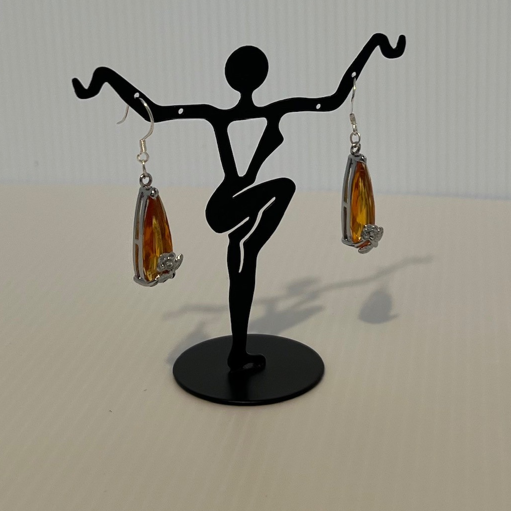 Elegant Flower-Orange Drop Earrings