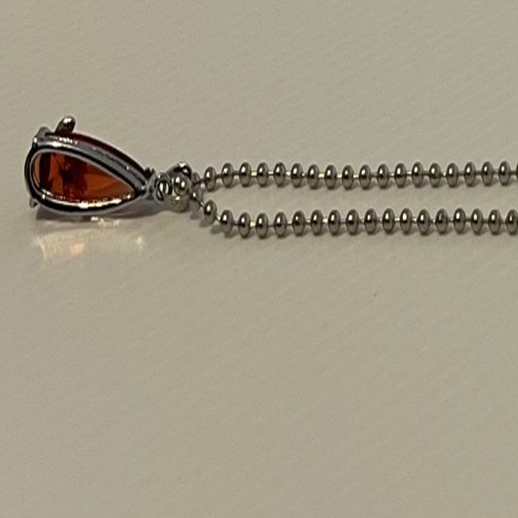 Elegant Flower-Red Pendant Silver Toned Necklace