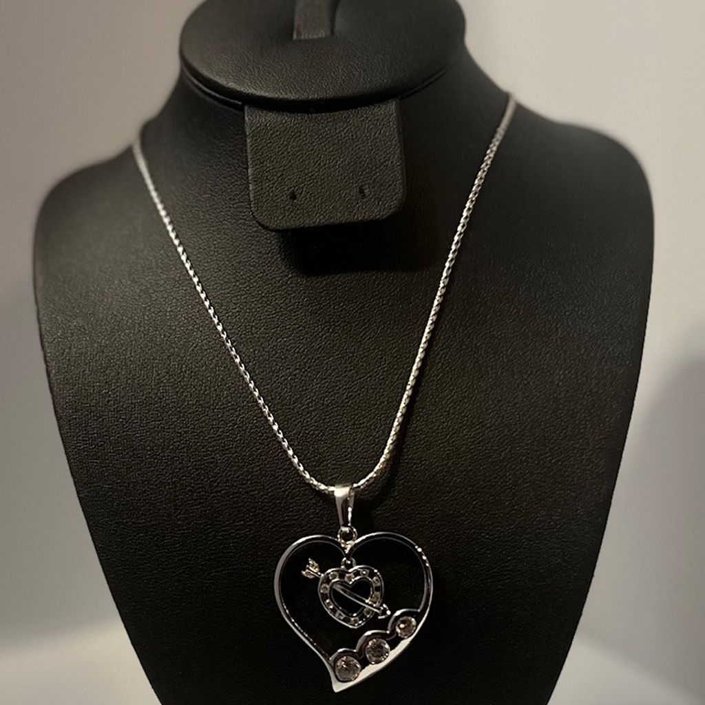 Elegant Silver Heart Pendant Necklace