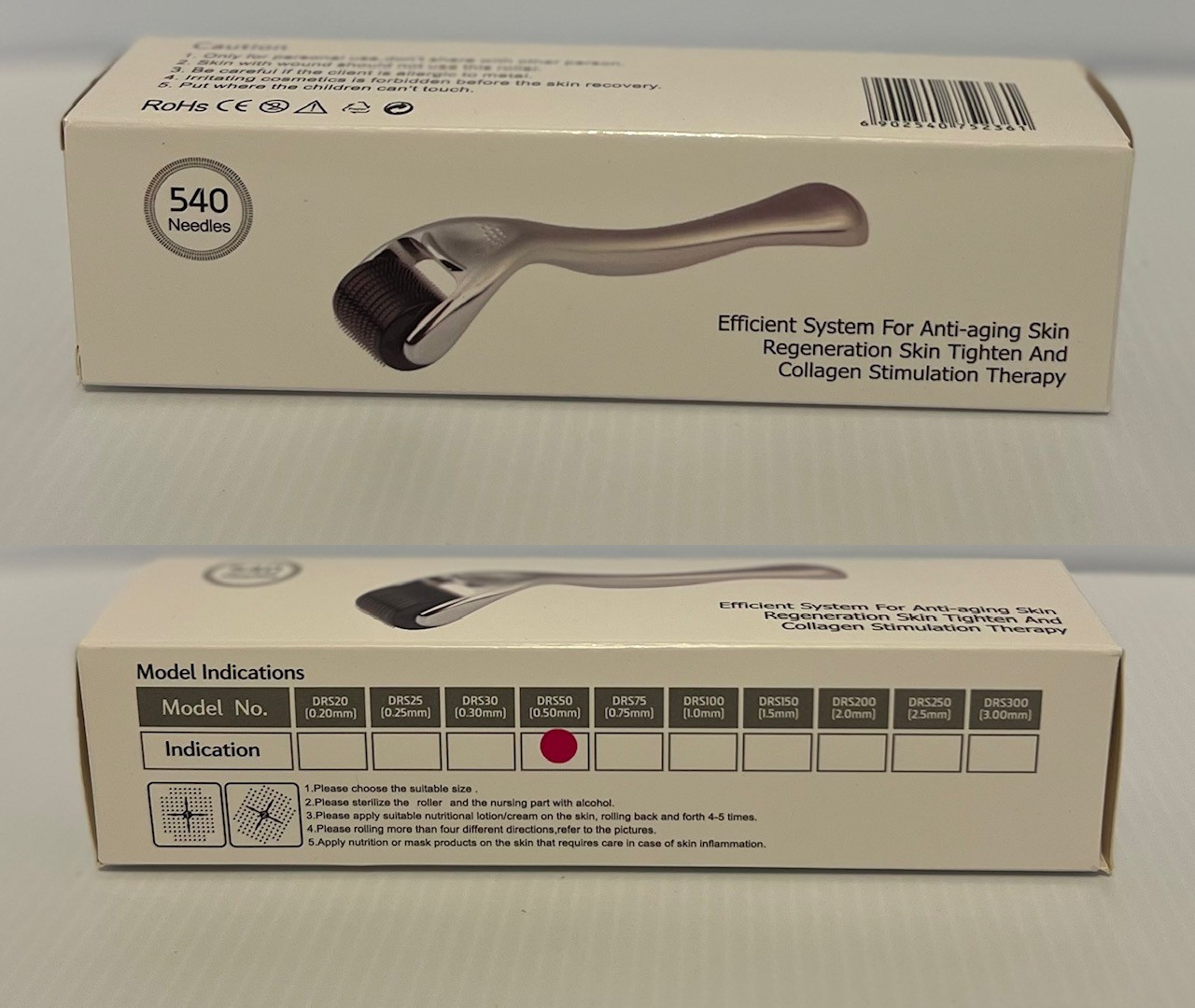 Two 540 Derma Roller DRS50 (0.5mm) 540 Needles, Anti-Aging